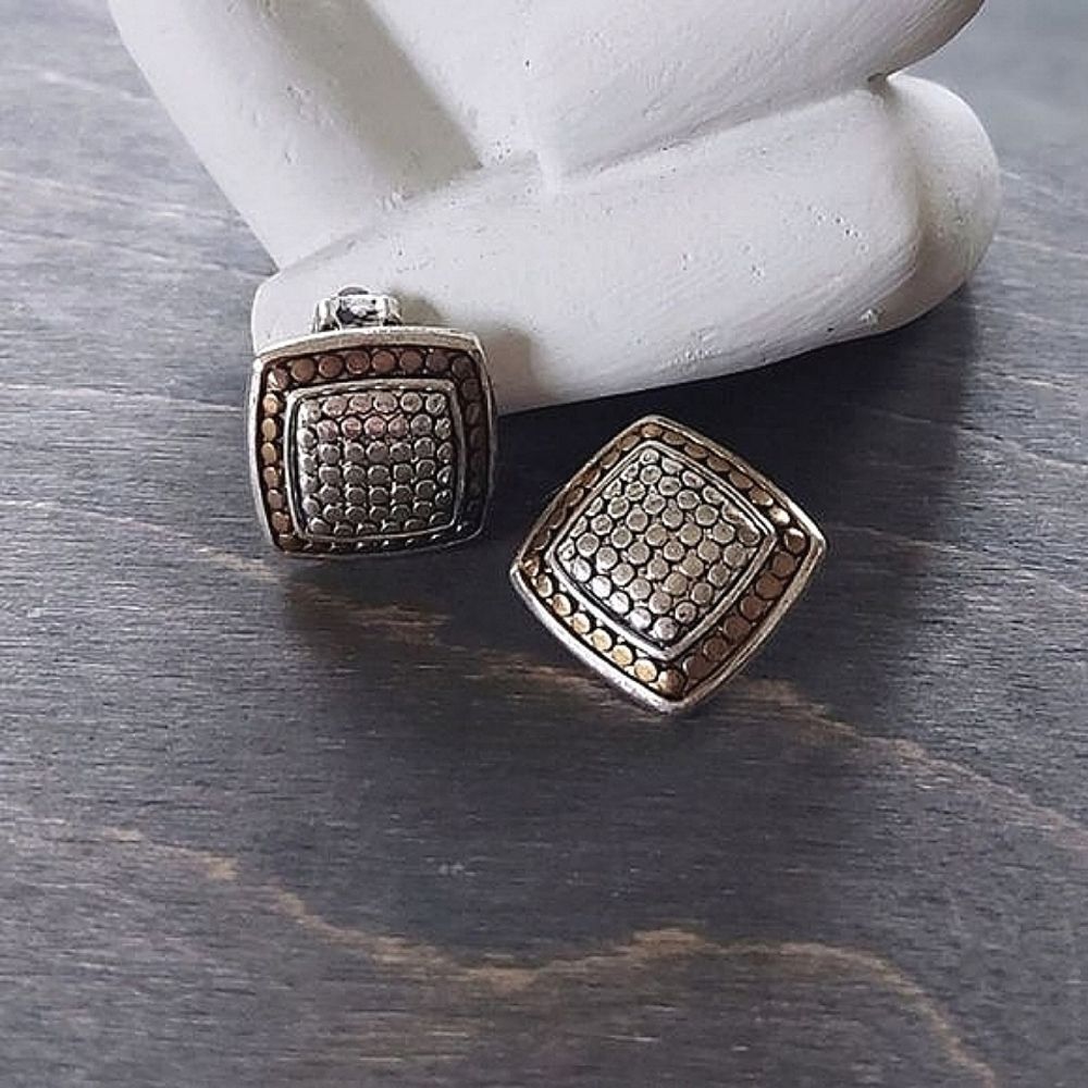 Vtg mixed metal clip-on statement studs